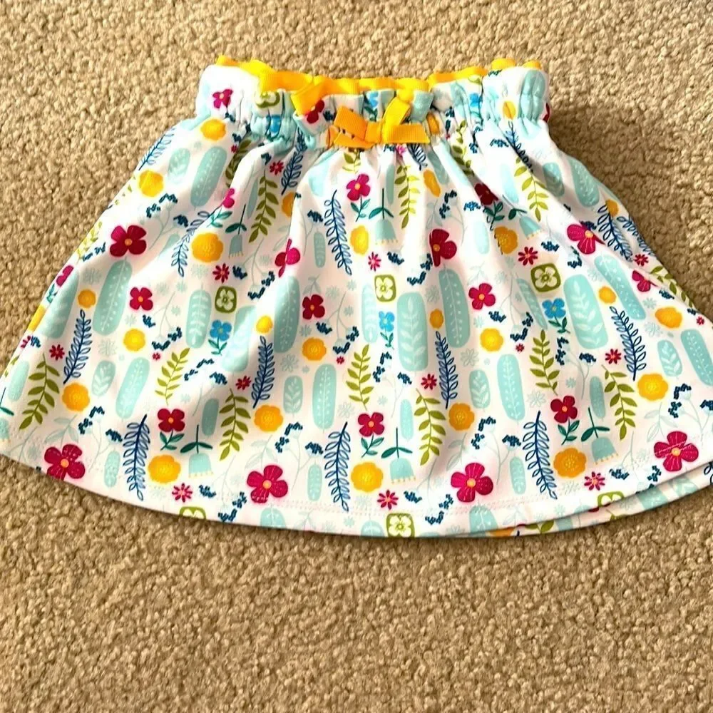 Disney Bright and Colorful Floral Toddler Skirt with Two Pockets- 2T